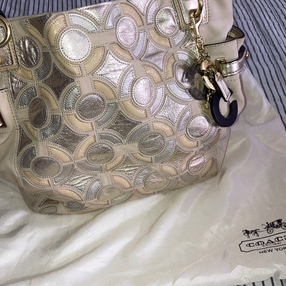 Coach Peyton Leather Mosiac Shoulder Bag - Picture 3 of 12